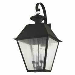 Flash Sale 👏 Livex Lighting 25 - 30 In. Livex Mansfield 2172-04 4-Light Outdoor Wall Lantern In Black 🌟 -Trans Globe Shop detail2LXL1474