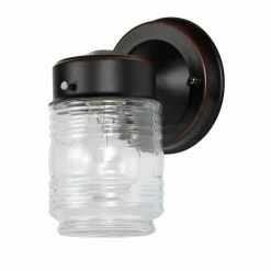Discount 🥰 7 - 12 In. Design House Jelly Jar Indoor/Outdoor Wall Light 👍 -Trans Globe Shop detail3DHIC773