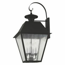 Flash Sale 👏 Livex Lighting 25 - 30 In. Livex Mansfield 2172-04 4-Light Outdoor Wall Lantern In Black 🌟 -Trans Globe Shop detail3LXL1474