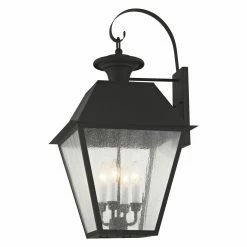 Flash Sale 👏 Livex Lighting 25 - 30 In. Livex Mansfield 2172-04 4-Light Outdoor Wall Lantern In Black 🌟 -Trans Globe Shop detailLXL1474