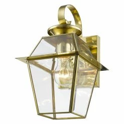 Brand new 🔔 Livex Lighting 13 - 18 In. Livex Westover 2181-02 Outdoor Wall Lantern - Polished Brass - 7W In. 🎁 -Trans Globe Shop detailLXL945