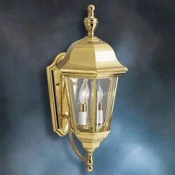 New ⭐ 19 - 24 In. Kichler Grove Mill 9439PB Outdoor Wall Lantern - 9.5 In. - Polished Brass 😉