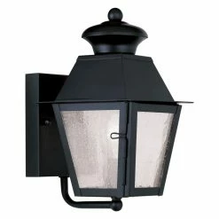 Hot Sale ❤️ Livex Lighting Armed Sconces Livex Mansfield 2160-04 1-Light Outdoor Wall Lantern In Black ⭐