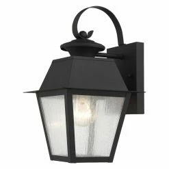 Deals 🤩 Livex Lighting 7 - 12 In. Livex Mansfield 2162-04 1-Light Outdoor Wall Lantern In Black 😍