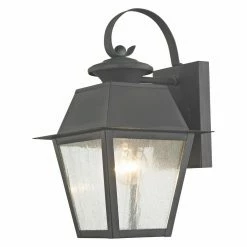 Budget 🎁 Livex Lighting 7 - 12 In. Livex Mansfield 2162-61 1-Light Outdoor Wall Lantern In Charcoal 🌟