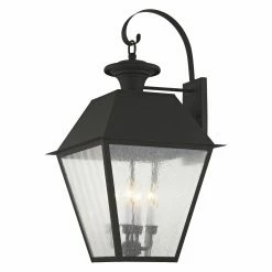 Flash Sale 👏 Livex Lighting 25 - 30 In. Livex Mansfield 2172-04 4-Light Outdoor Wall Lantern In Black 🌟
