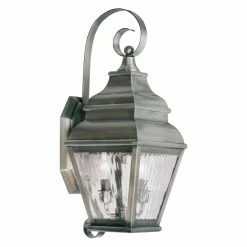 Discount ✔️ Livex Lighting 19 - 24 In. Livex Exeter 2602-29 2-Light Outdoor Wall Lantern In Vintage Pewter 👏