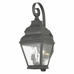 Coupon ⭐ Livex Lighting 19 - 24 In. Livex Exeter 2602-61 2-Light Outdoor Wall Lantern In Charcoal ❤️