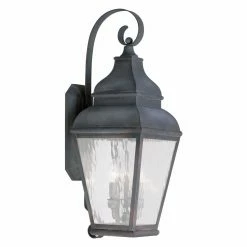 Promo 🛒 Livex Lighting 25 - 30 In. Livex Exeter 2605-61 3-Light Outdoor Wall Lantern In Charcoal 😀