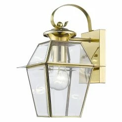 Brand new 🔔 Livex Lighting 13 - 18 In. Livex Westover 2181-02 Outdoor Wall Lantern - Polished Brass - 7W In. 🎁