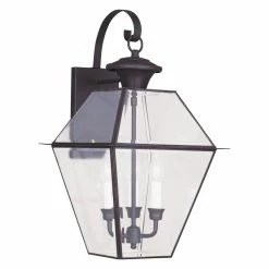 Coupon 👍 Livex Lighting 19 - 24 In. Livex Westover 2381-02 Outdoor Wall Lantern - Polished Brass - 12W In. ✨