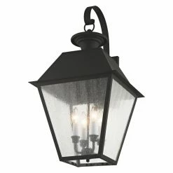 Flash Sale 👏 Livex Lighting 25 - 30 In. Livex Mansfield 2172-04 4-Light Outdoor Wall Lantern In Black 🌟 -Trans Globe Shop scaleLXL1474