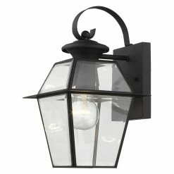 Deals ⌛ Livex Lighting 7 - 12 In. Livex Westover 2181-04 Wall Lantern - 12.5H In. Black 👍 -Trans Globe Shop scaleLXL227
